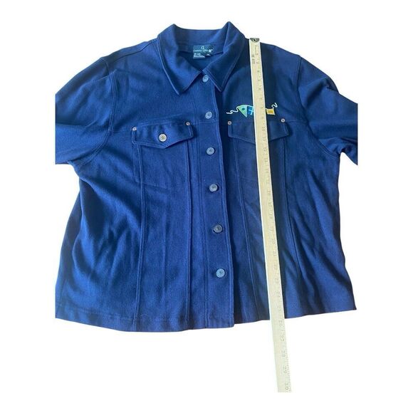 Carole Little embroidered flag long sleeve navy blue jacket size 2X - Picture 8 of 9